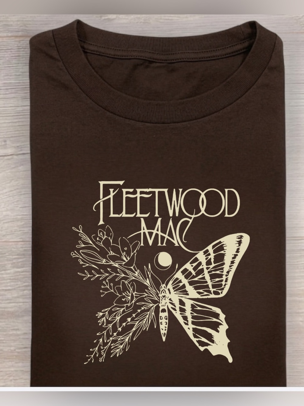 Dark Brown Fleetwood Mac Butterfly Graphic Tee - Unisex vintage style